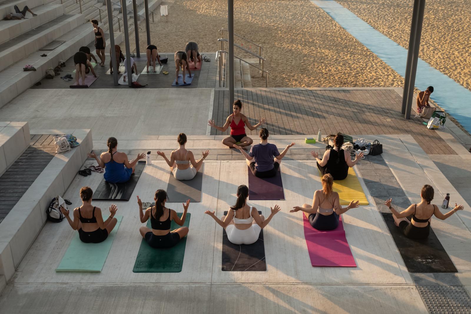 Outdoor yoga group class