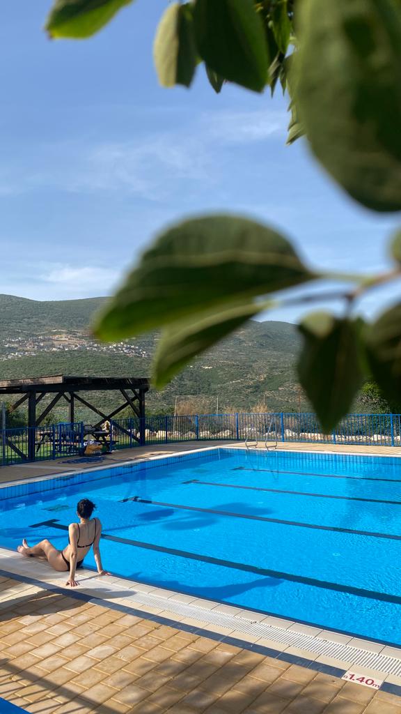 Swimming pool with mountain view