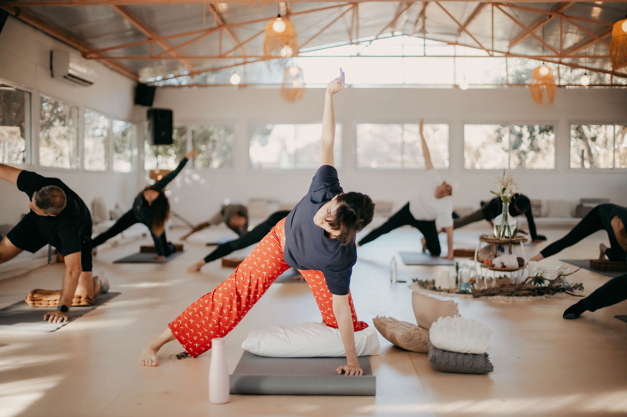 Yoga practice in studio